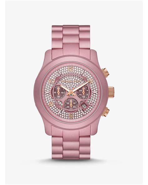 michael kors watch pink pave ceramic|Petite Runway Pavé Ceramic Watch .